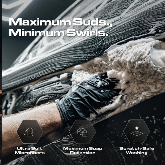 Ultra-Soft 70/30 Microfiber Wash Mitt, Edgeless Scratch-Free Car Cleaner