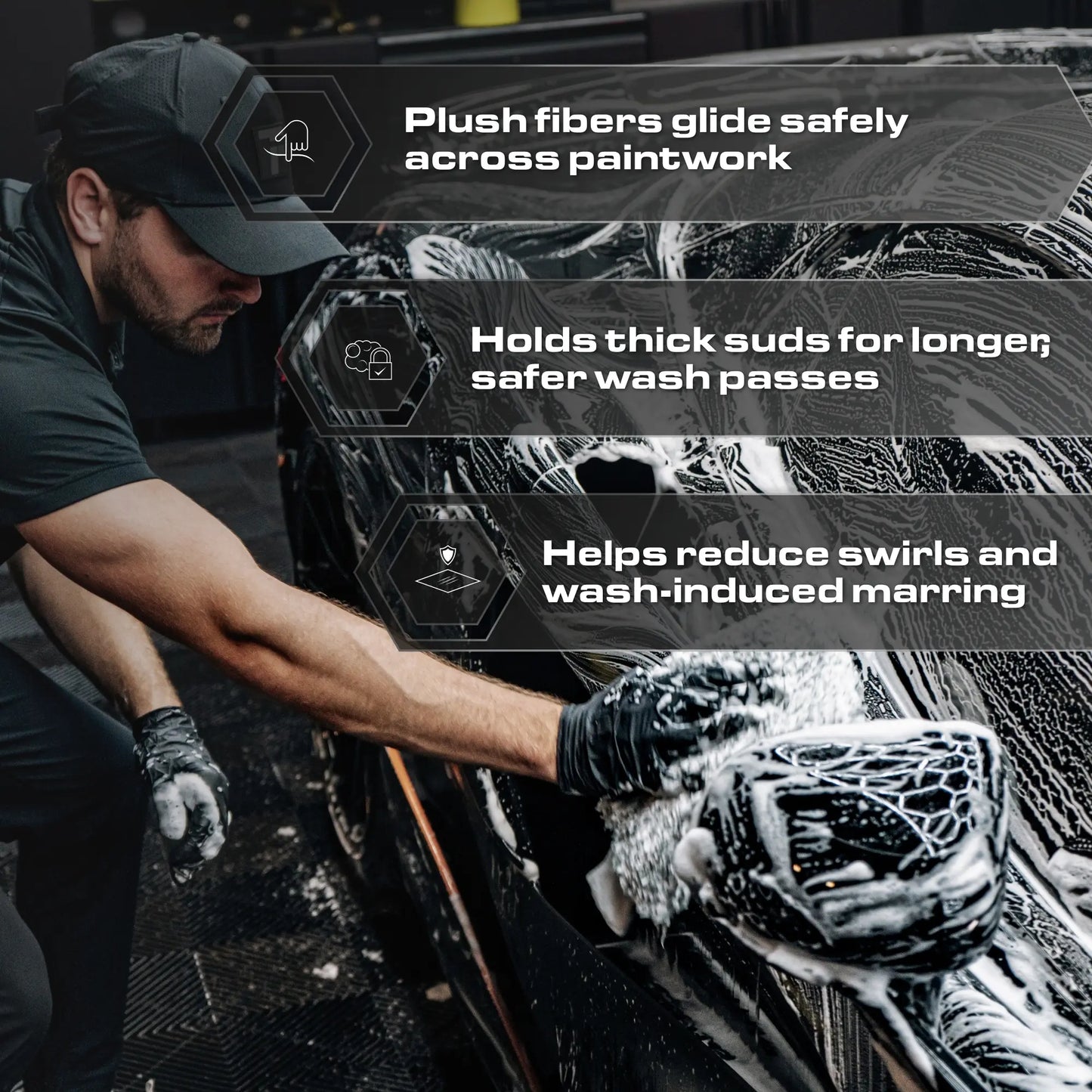 Ultra-Soft 70/30 Microfiber Wash Mitt, Edgeless Scratch-Free Car Cleaner