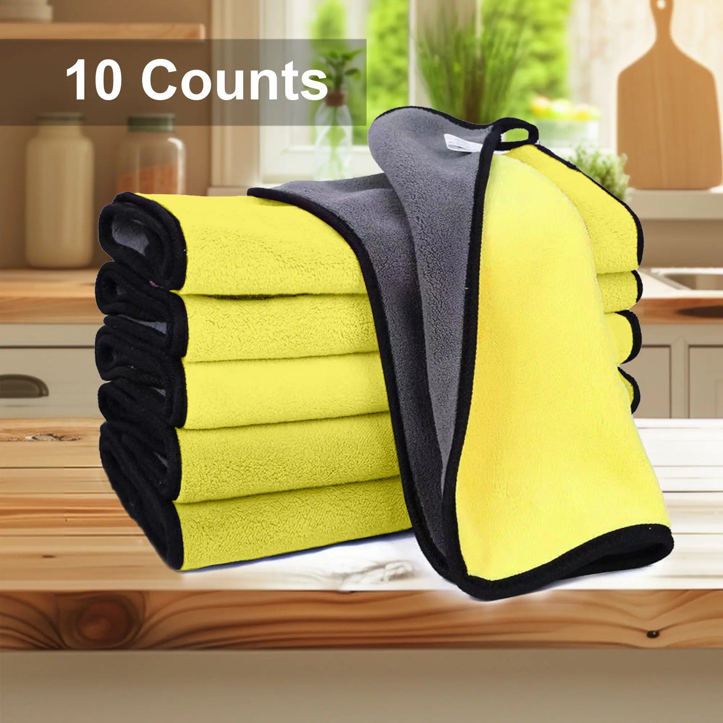 10PCS Lint-Free Microfiber Cleaning Cloths for Cars & Home, Absorbent, Polishing, Drying, Random Colors