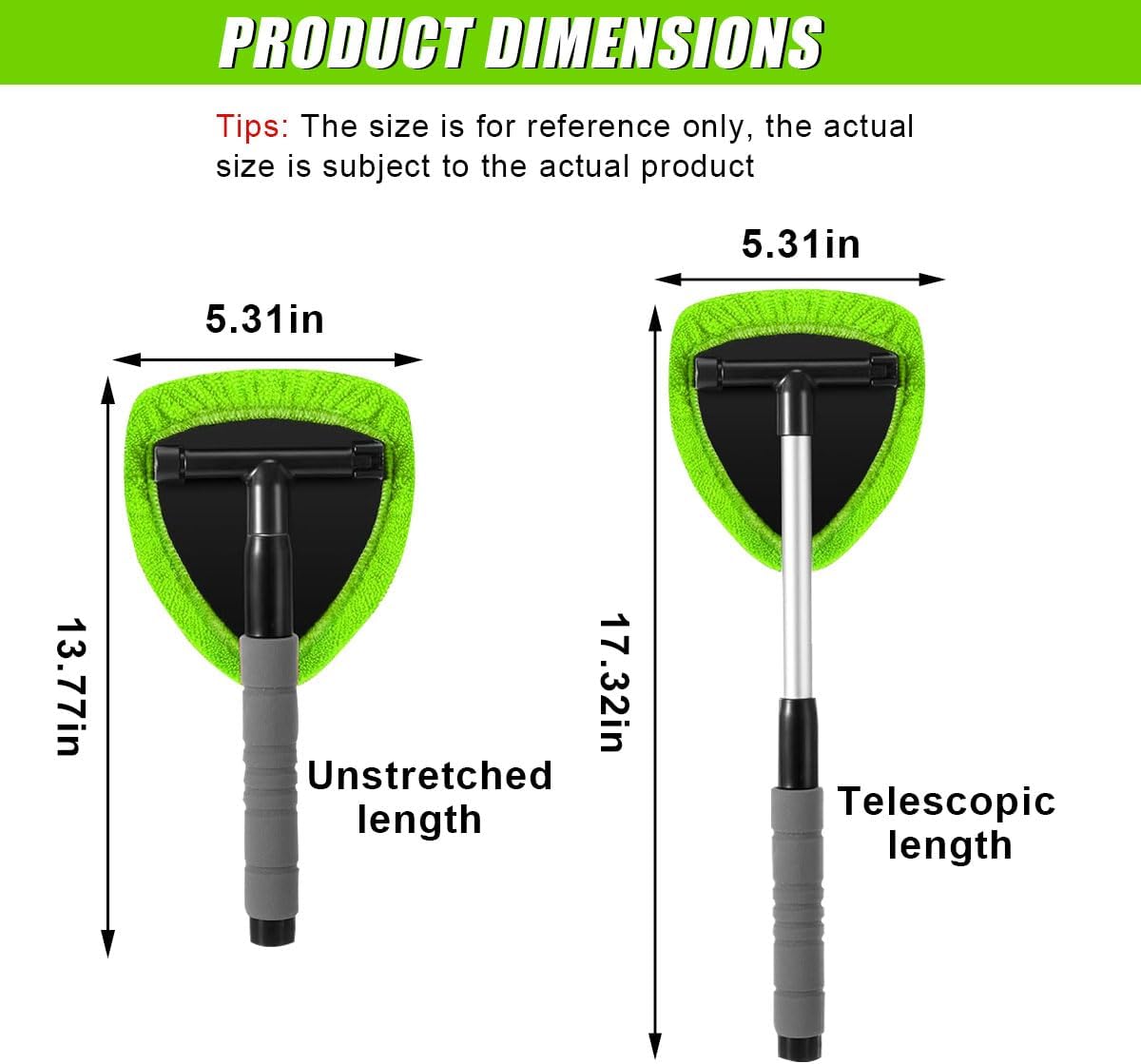 FathersDay 9PCS Car Window Cleaning Kit with Extendable Handle, Microfiber Pads & Spray Bottle