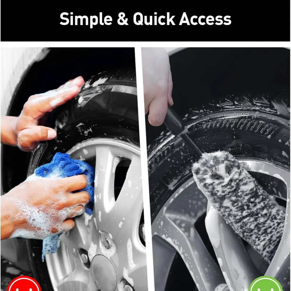 8PCS Car Detailing Brush Kit, Wheel Cleaner Set with Tire, Rim & Detailing Tools